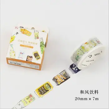 

30mm Wide Bottle Drink Juice Happy Life Washi Tape DIY Decoration Planner Scrapbook Sticker Label Masking Tape