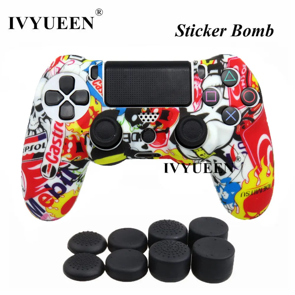 IVYUEEN для Dualshock 4 силиконовая камуфляжная Защита Чехол для playstation 4 PS4 DS4 Slim Pro контроллер кожи с 8 захватами для большого пальца