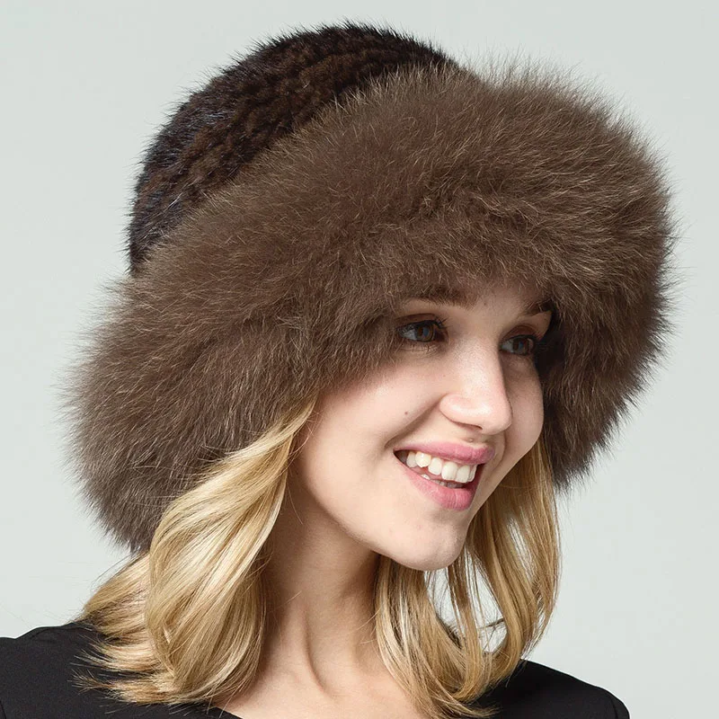 QiuSiDun 2017 Real Mink Fur Hat Best Sellers A black