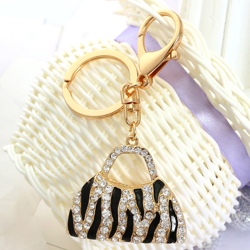 Golden Plated Women Keychains Delicate Handbag Design Charms Pendant