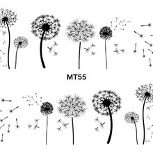 Для ногтей MT55, полное покрытие, черный Одуванчик, переводная наклейка для ногтей, переводная наклейка для ногтей, Типсы для тату, инструмент для ногтей DIY