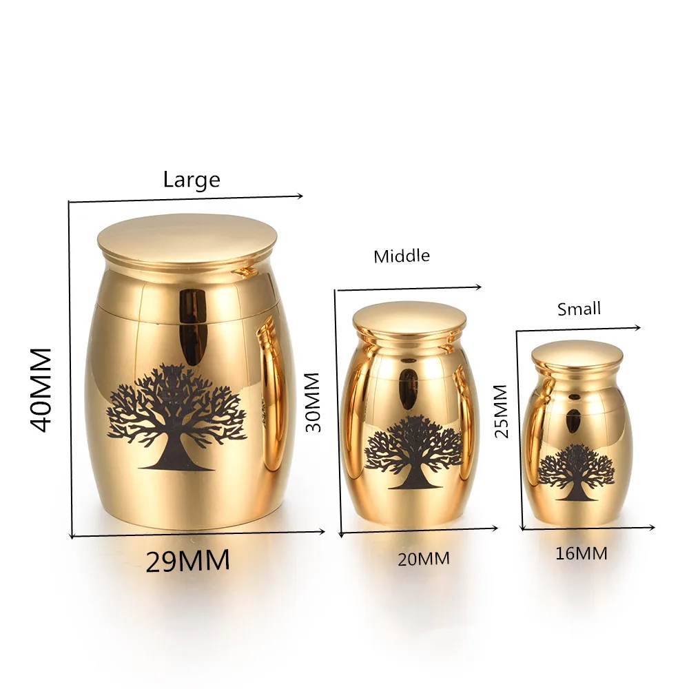 

Fadeless Tree of life Cremation urns Stainless steel Mutil-color Human/Pet small ashes jar Mini cremation urns for ashes