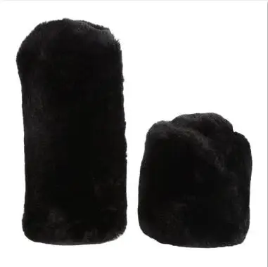 Синтетическая шерсть плюшевый Чехол ручной тормоз костюм зимний теплый набор для Универсальный Автомобильный светильник ручной тормоз шерстяное покрытие - Название цвета: Черный