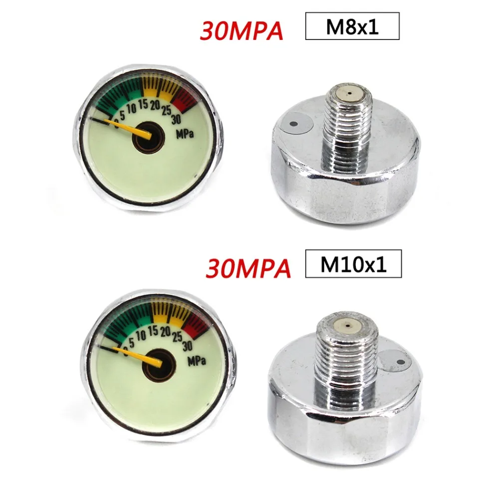 PCP Пейнтбол Airforce Подводное НПС клапан регулятора насос M8x1 M10x1 световой Мини Воздушный Давление манометр 20 Вт, 30 Вт, 40MPA 1 дюйм