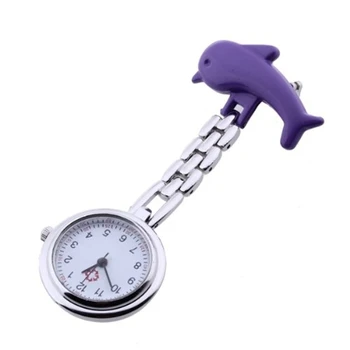

Purple Dolphin Quartz Movement Nurse Brooch Fob Tunic Pocket Watch