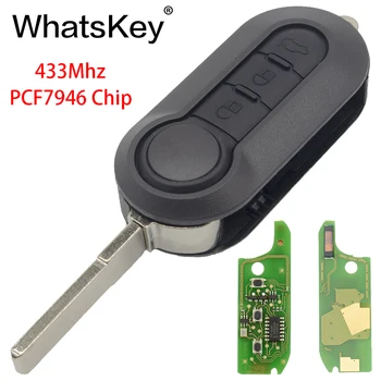 

WhatsKey 3 Button Car Remote Key For Fiat 500 Punto Ducato Stilo Panda Grande 2010-2017 SIP22 blade 433Mhz ID46 PCF7946 Chip