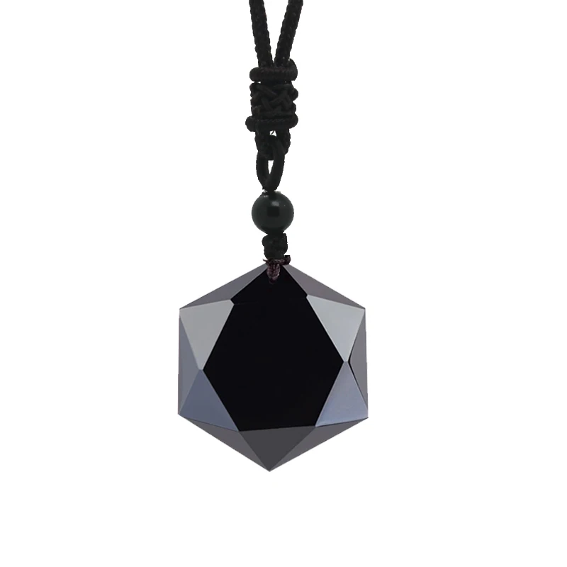 Drop shipping Black Obsidian pendant necklace obsidian star pendant
