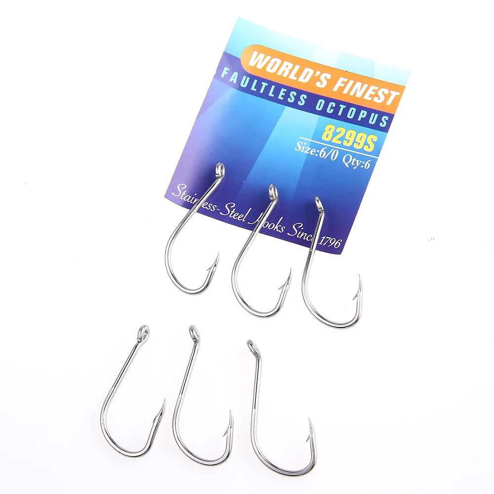 

1Pack FISH KING Brand Fishing Hook 8299S Faultless Octopus Series Stainless Steel Fishhook Saltwater Bass 7/0#-6# Sea Hook