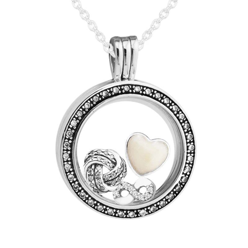 Medium Fandola Floating Locket Pendant & Necklace With Infinite Love Petites 100 925 Sterling