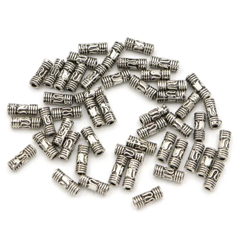 50 шт. серебряные тибетские бусины 8 х3 мм|beads for jewelry making|metal beadsbead wholesale |