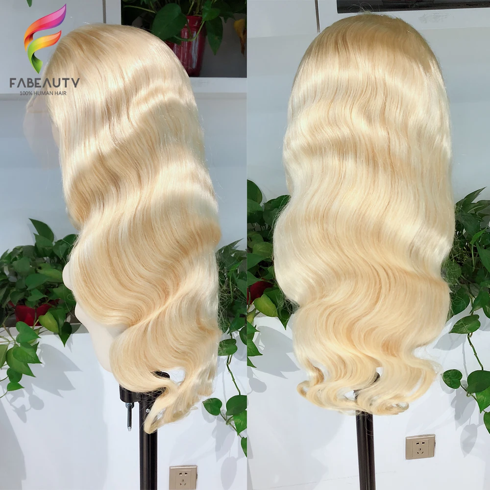 Najtaniej Glueless #613 blond koronki przodu włosów ludzkich peruk brazylijski ciało fala 13*4 koronkowa peruka na przód wstępnie oskubane miód blond Remy koronkowe peruki