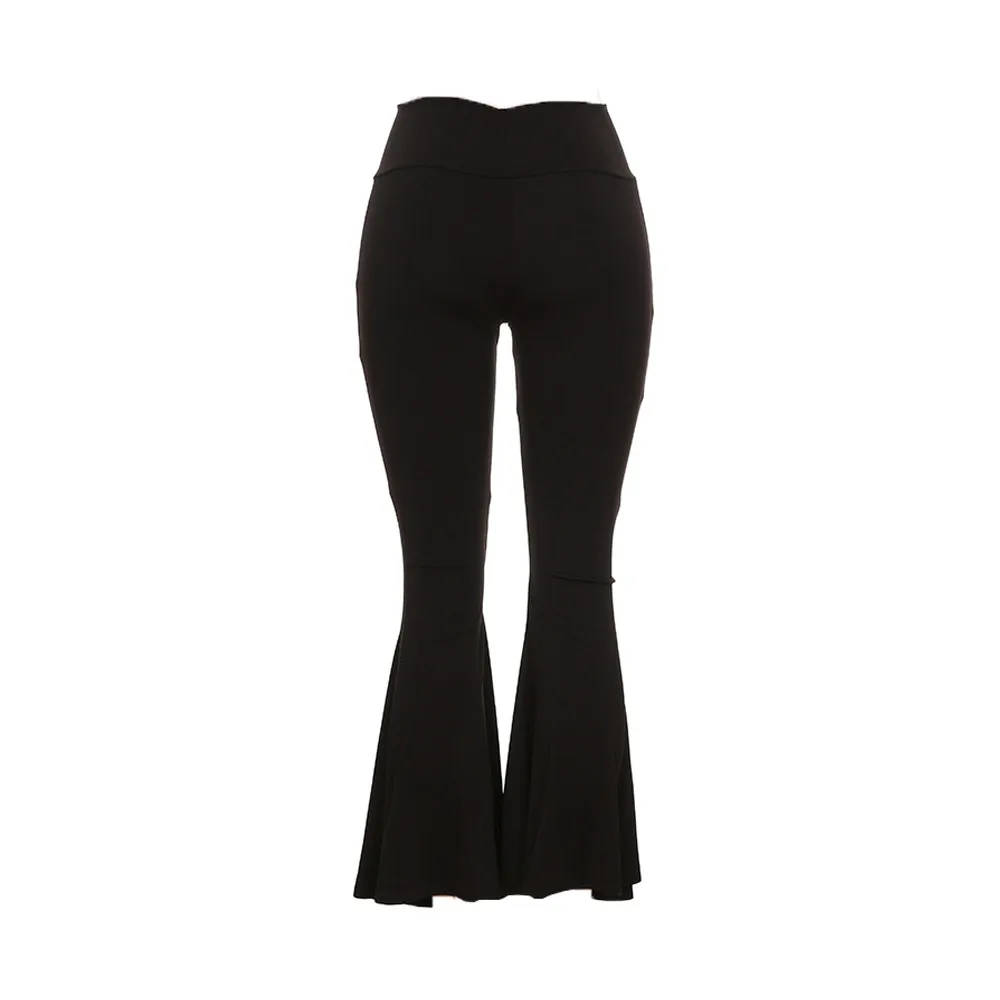 Женские брюки с высокой талией и эластичным поясом, длинные брюки, обтягивающие расклешенные танцевальные широкие брюки