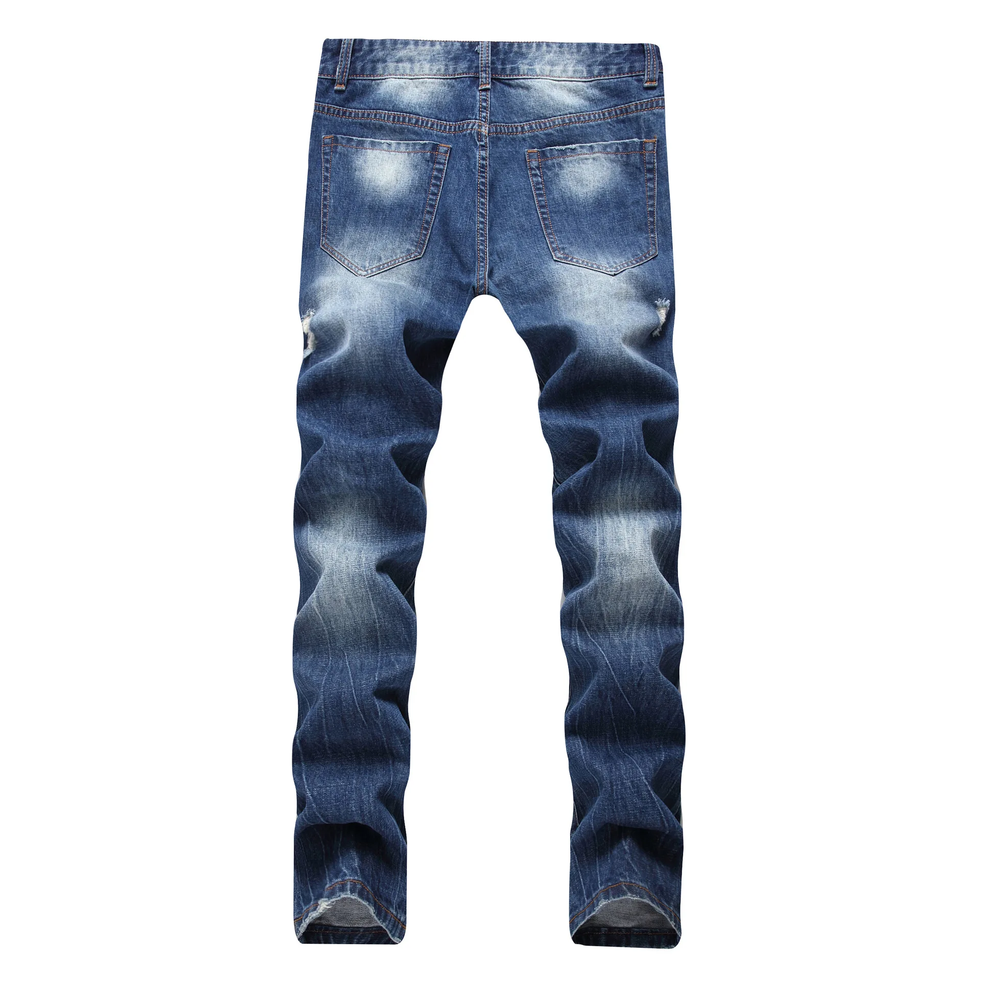 Gersri мужские джинсы модная дизайнерская брендовая легкая синяя прямая обтягивающая дырка, длинные штаны рваные джинсы мужские брюки из