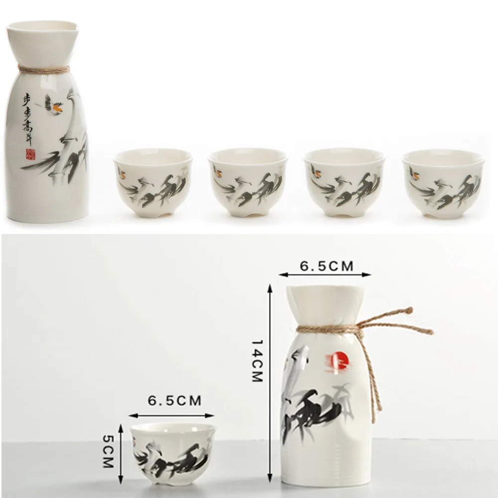 Китайский чайник, набор, 1 саке, горшок+ 4 чашки для саке, ручная работа, керамическая керамика, фарфор, саке, набор, ручная роспись, керамика, саке, винный горшок, набор