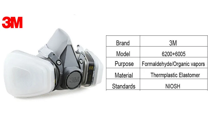 3 м 6200+ 6005 многоразовые половина лицевая маска респиратор 3M Формальдегид/органический паровой картридж 7 предметов для 1 комплект LT004