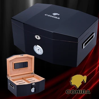 

High Quailty Glossy Piano Cigar Humidor Nice Storage Box with Moisture Meter Moisturizing Device