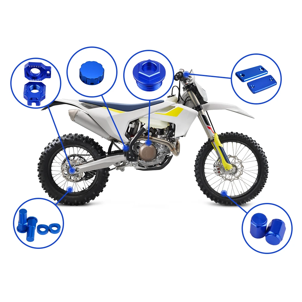 

6pcs Aluminum Billet Kit for MX bikes for Husqvarna TE150 TE250 TE250i TE300 TE300I FE250 FE350 FE450 FE501 2018 2019 Brand New