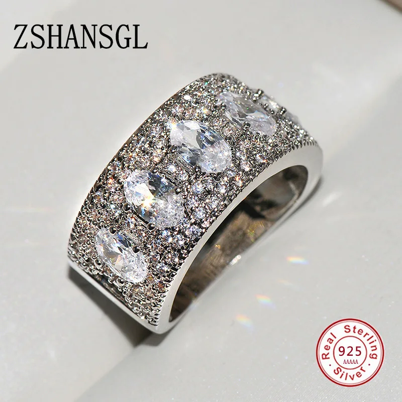 

Fashion Big Round Cut CZ Zircon Stone Rings for Women 925 Sterling Silver Wedding Engagement Infinite Ring Jewelry Gift