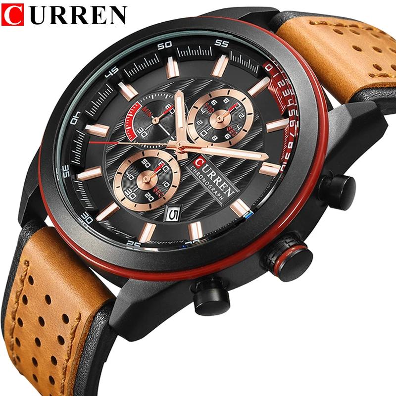 CURREN часы Для мужчин лучший бренд класса люкс кожаный ремешок кварц-часы спортивные Для мужчин часы Повседневное Бизнес Наручные часы Hodinky