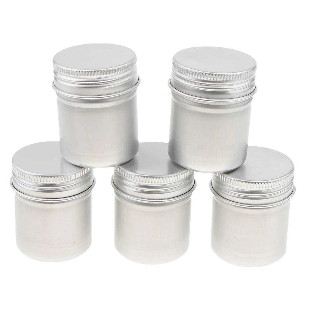50 ml Silver Aluminum Lip Balm Tin Storage Jar Containers with Screw Cap for Cosmetic, Candles, Wax or Tea ( Pack of 10 )