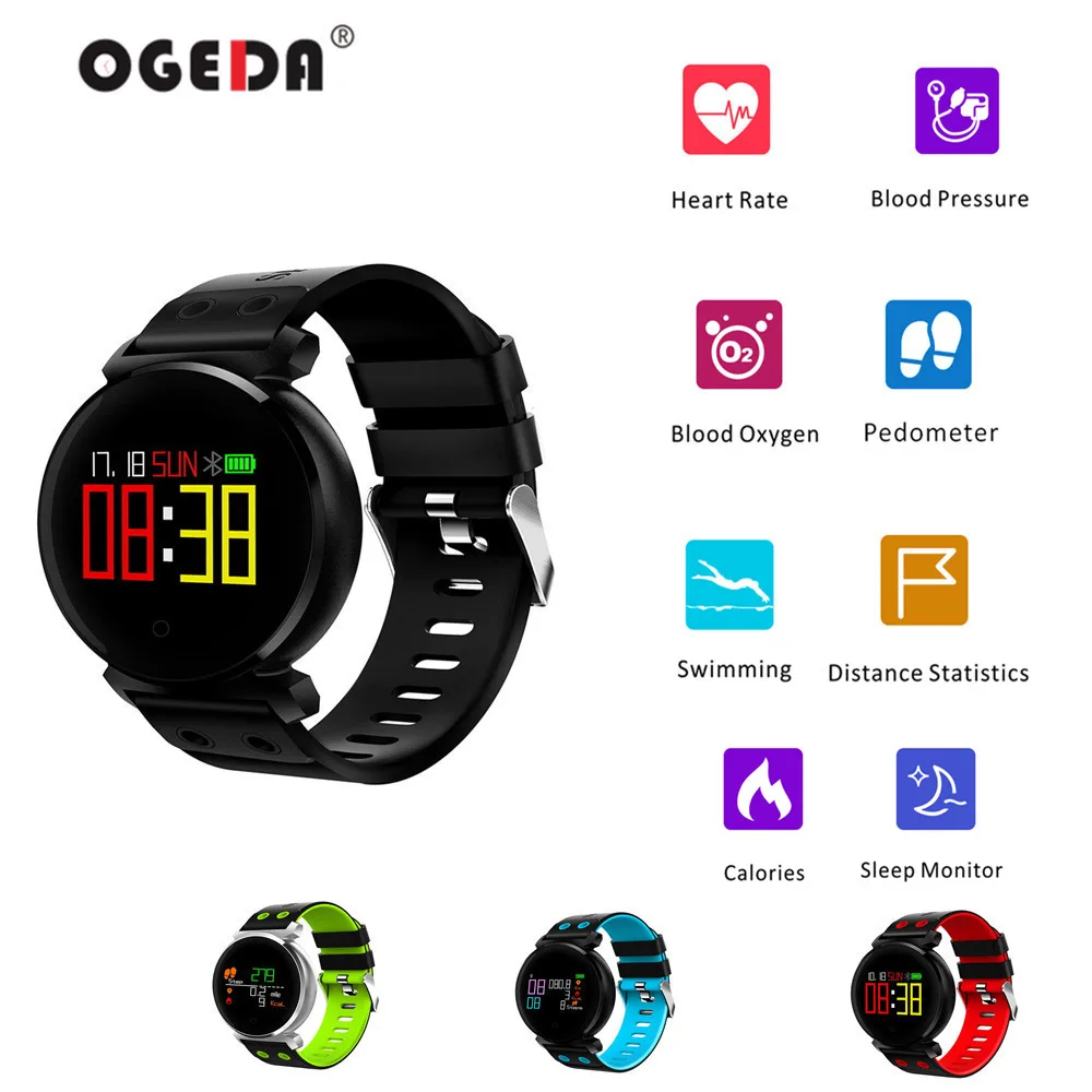 

OGEDA Smart watch Men women leisure sport Bracelet Blood Pressure Heart Rate Monitor Blood Oxygen Waterproof Multilingual k2