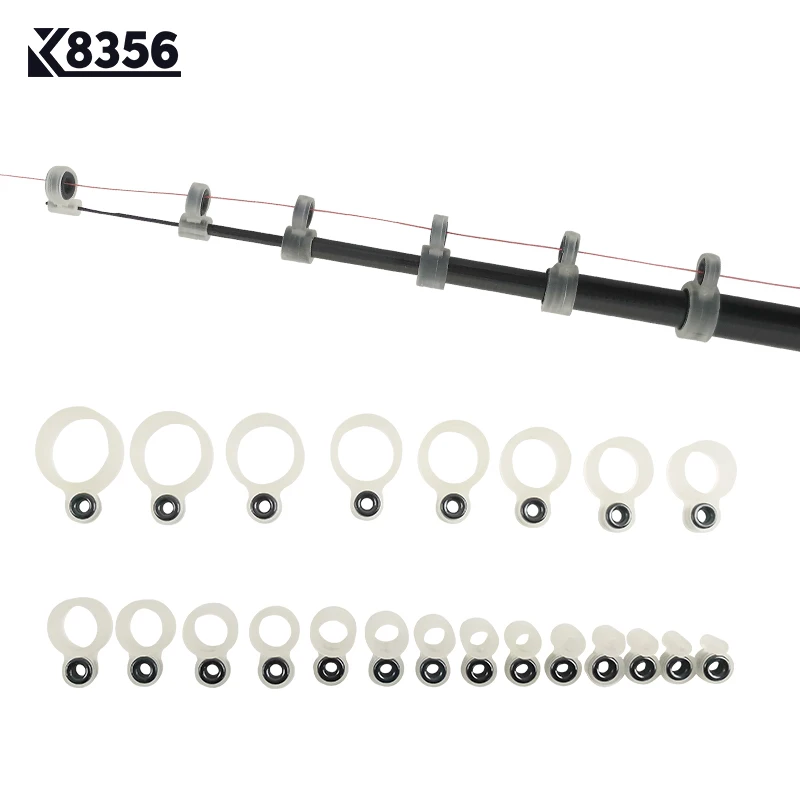 K8356 22Pcs/Set Silica Ge Fishing Line Guide Ring Fishing Rod Wire