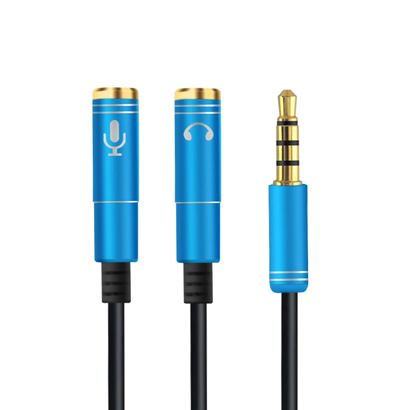 Cable de Audio con conector Jack divisor de micrófono, 4 polos macho a 2 hembra, auriculares + adaptador de extensión auxiliar de micrófono para teléfono Latpop|phone extension cable|audio splitter