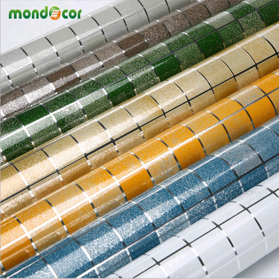 

Waterproof Mosaic Tile Stickers Aluminum Foil Anti Oil Kitchen Wallpaper Heat Resistance Self adhesive Wall Papers Home Decor
