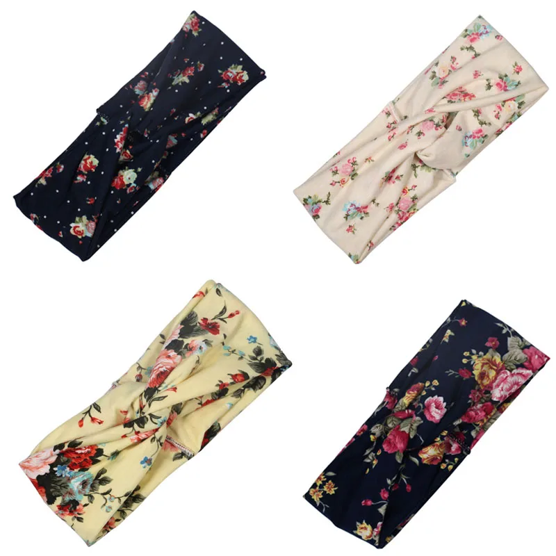 

Women Fashion Flora Printed Headband Rope Elastic Hair Bands Hair Gum Clip Women Female Turban Hair Accessories head band