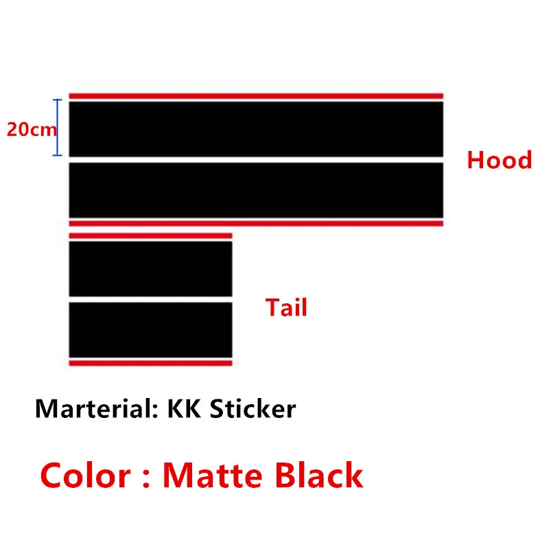 Автомобильный капот хвост стикеры спортивные линии Стайлинг Виниловая наклейка для Volkswagen Golf 7 POLO KIA Ford автомобильные аксессуары - Название цвета: Matte black