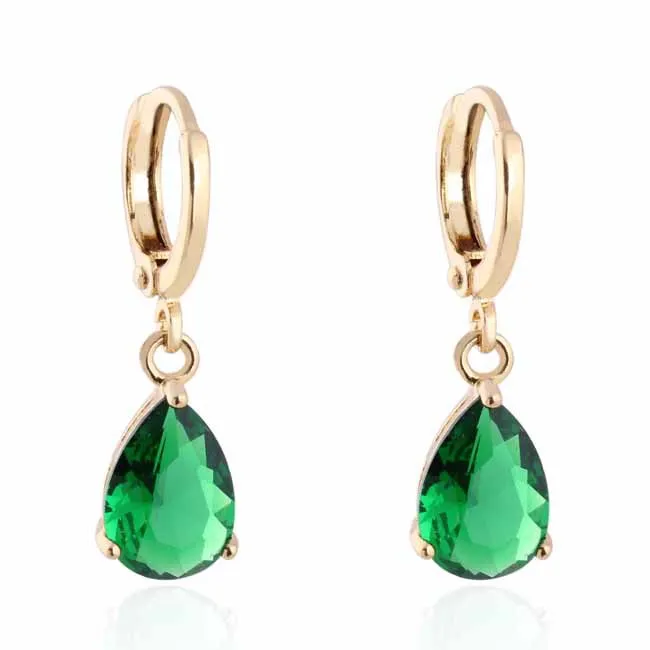 

GUSSIARRO Wholesale Delicate Gold-Color Colorful Water Drop Color Multicolor Cubic Zirconia Women Drop Earrings Women