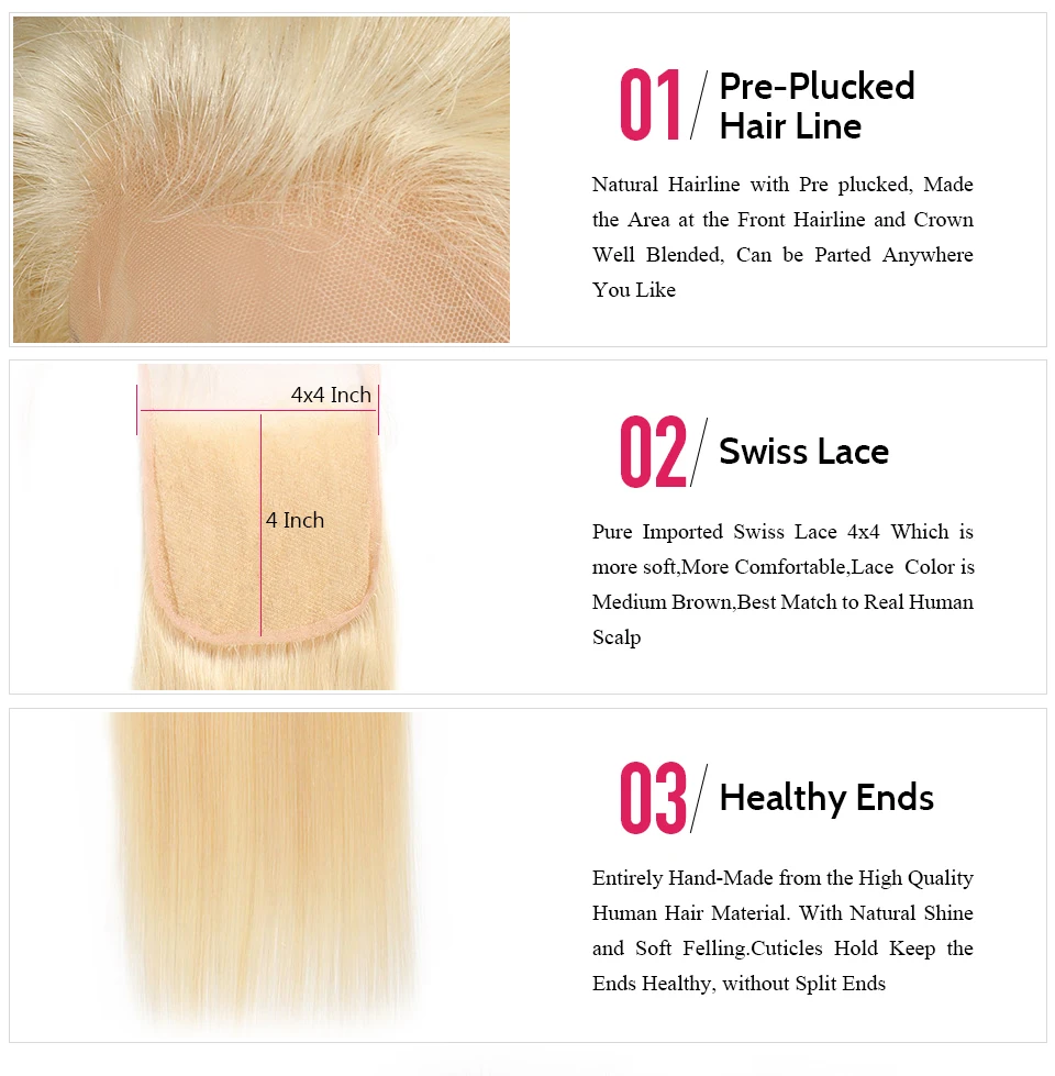 Ishow Brazilian Straight Closure Color 613 Blonde Hair Extensions (4)