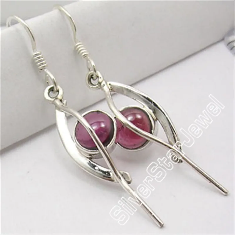 

Silver LABRADORITE GARNET AMETHYSTS UNUSUAL Dangle Earrings 4.5CM Variation