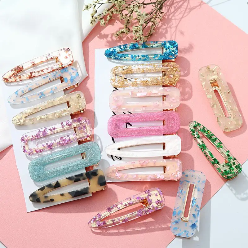 

Acrylic Vintage Hairpin Stars Korean Lovely Girls Hair Clips Leopard Print Color Glitter Hairpin Women For Dancing Party