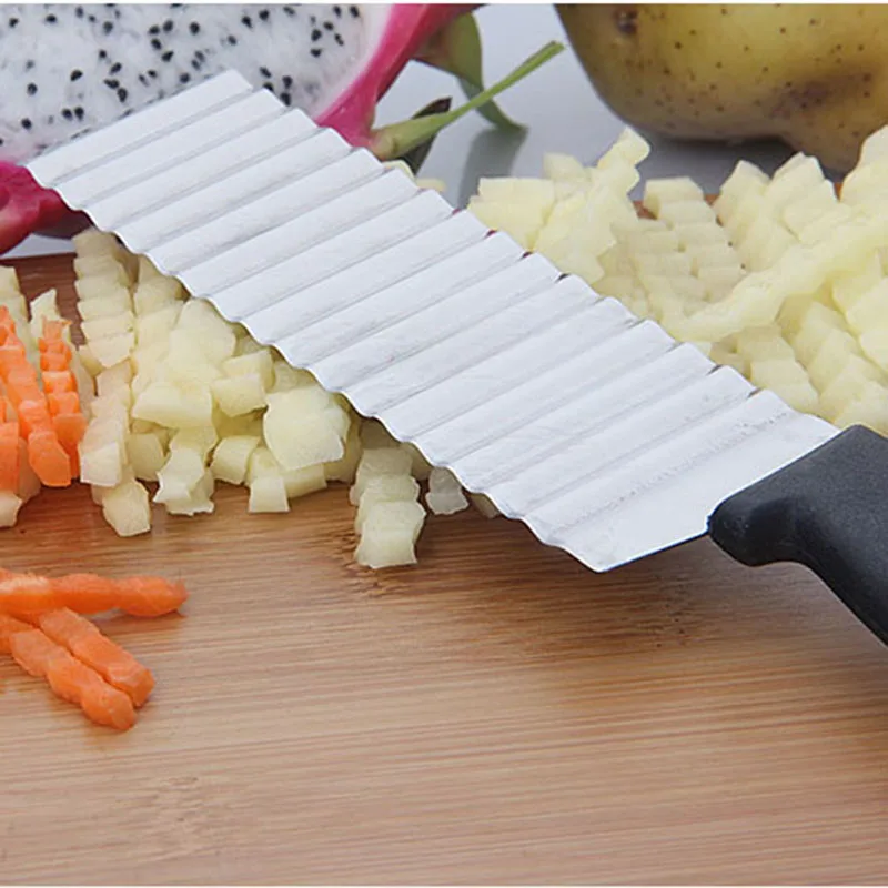 Нож из нержавеющей стали для картофеля фри, резак для картофеля, кухонные гаджеты, волнистая форма, нож для картофеля фри, резак для картофеля