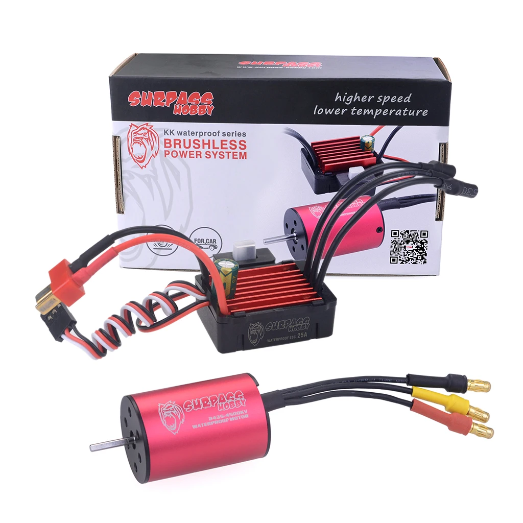 Бесщеточный мотор SURPASSHOBBY KK Combo 2435 3300KV 4500KV 4800KV 6100KV с 25A ESC для 1:16 1:18 RC Buggy Drift Racing