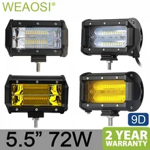 9D 2 pieces amber white high power 72W white LED work light 12v 24v offroad car
