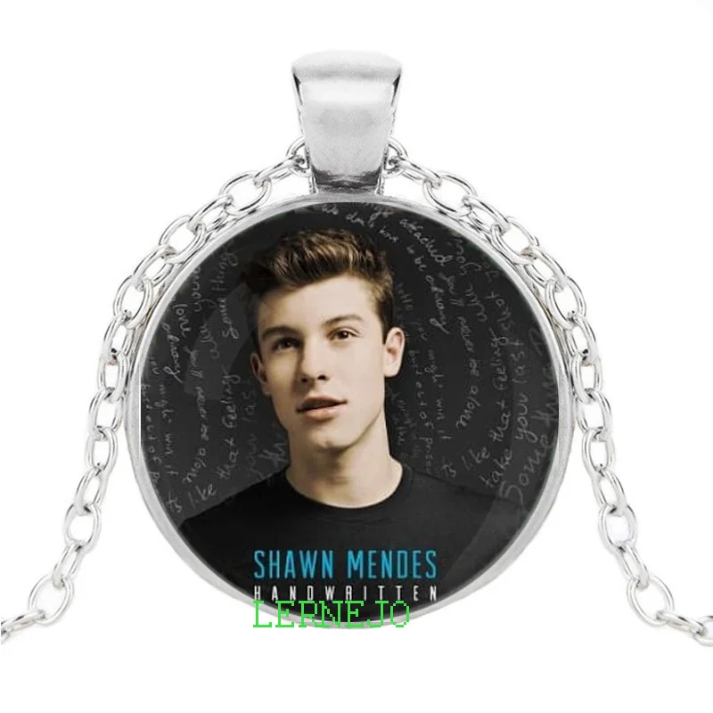

Singer Shawn Mendes Necklace Link Chain Hip Hop Album Cover Printing Jewelry For Fans Gifts Cloth Pendant Glass Dome Cabochon