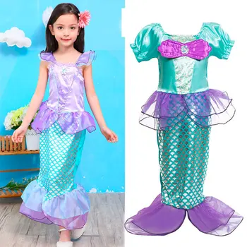 

Disney Mermaid Dress Children Dress Girls Clothing Princess Dress Children Halloween Dress Clothes Masquerade Cosplay Costume