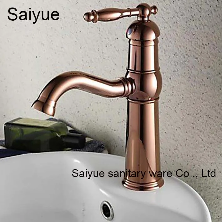 Royal Rose Gold Luxury Brass Single Handle Kitchen Bathroom Faucet Hot & Cold  Water Basin para banheiro Sink Mixer Taps