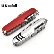 UNeefull швейцарский нож из нержавеющей стали, многофункциональные складные армейские ножи, нож для выживания на открытом воздухе, красный и серебристый