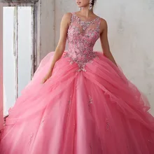 Бальное платье Бальные платья милые 16 платья Румяна бисером кристаллы Дебютант платье плюс размер vestidos de 15 anos