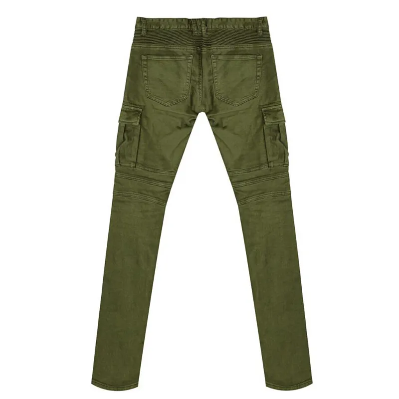 MORUANCLE мужские джинсы карго джоггеры армейский зеленый Strentch джинсовые мотоциклетные Брюки с карманами на молнии дизайнерские байкерские джинсовые брюки