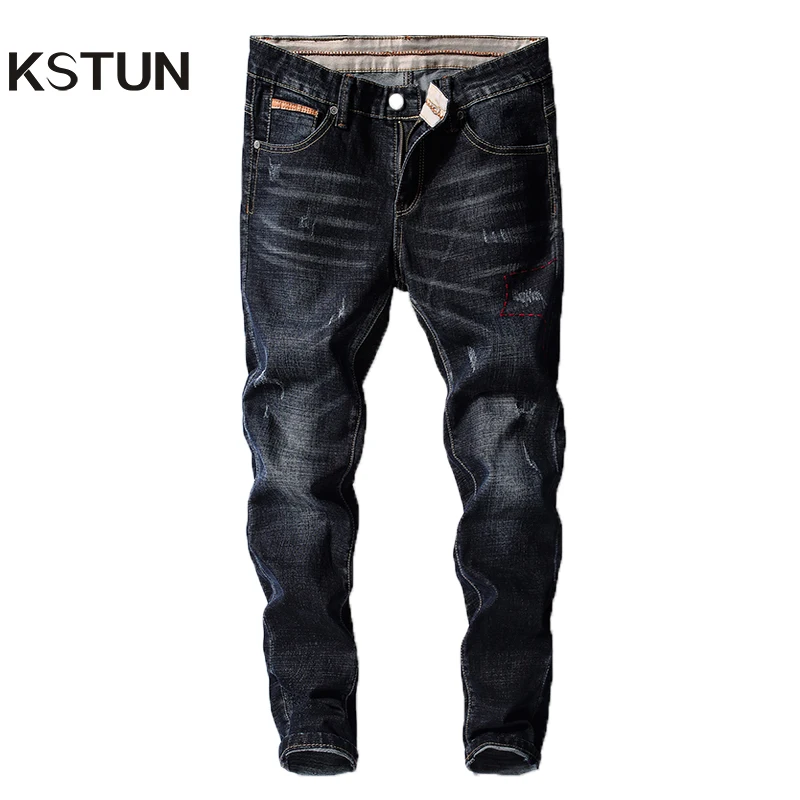 KSTUN Men Jeans Pants Denim Fashion Desinger Black Blue Stretch Slim Fit Jeans for Man Streetwear Cowboys Hiphop calca masculina KSTUN Men Jeans Pants Denim Fashion Desinger Black Blue Stretch Slim Fit Jeans for Man Streetwear Cowboys Hiphop calca masculina