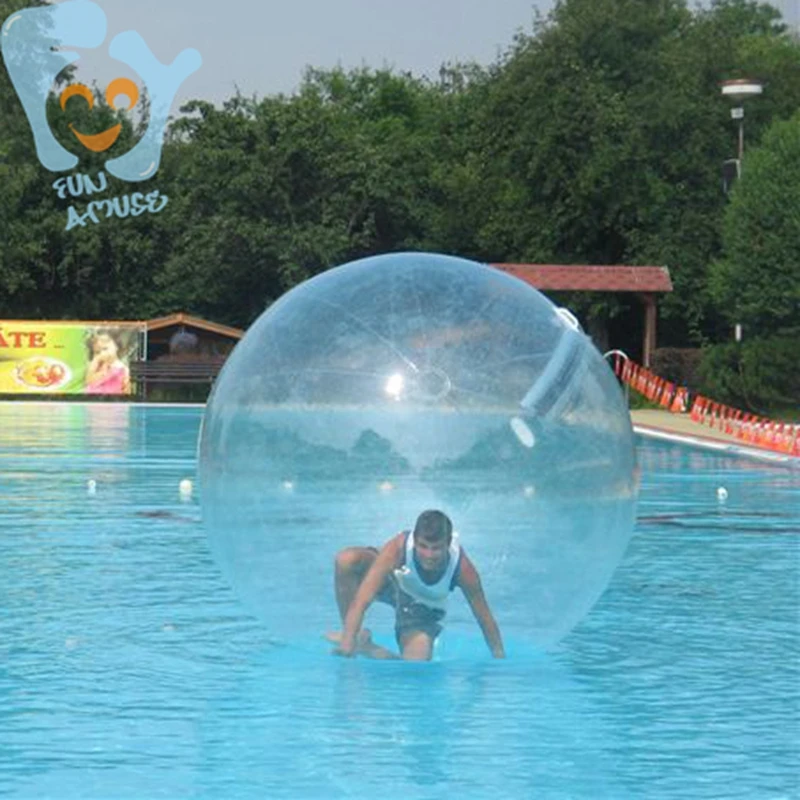 2m Inflatable Water Walking Ball Walk on Water Zorb Clear Bubble Ball 0.70mm TPU Germany Zipper with Electric Pump