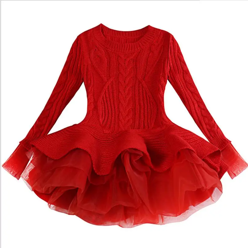 Girls Winter Dress 2019 Spring New Knitted Pullovers Tops Kids Baby Girl's Clothing With Cute Tutu Skirt Birthday Costume D927 | Детская
