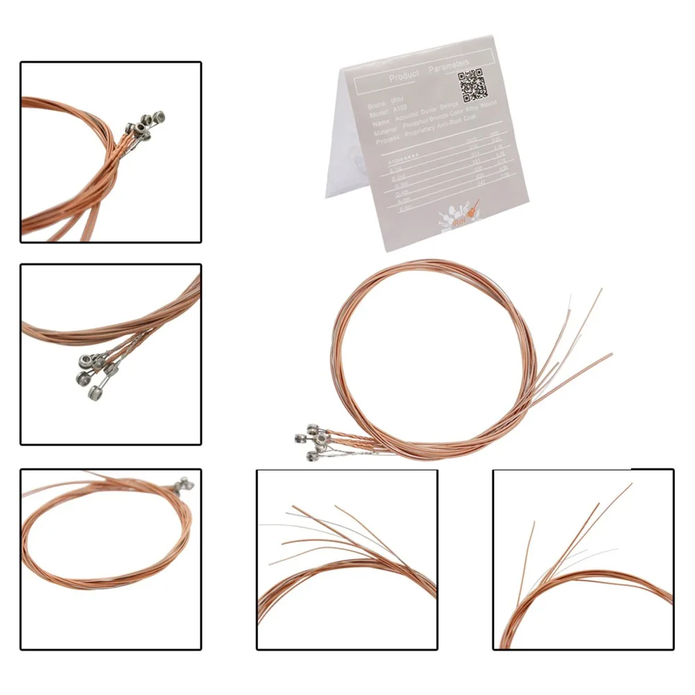 IRIN фолк гитара струна A109 фосфорная бронзовая chord fophor 7 шт. в упаковке (4 медные 3
