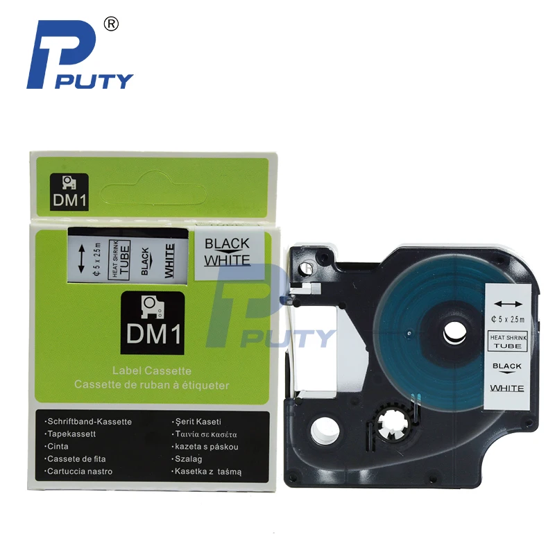 

10pcs 18053 Compatible dymo heat shrink tube label tape 9mm black on white 2.5m for dymo Rhino printer 5200 6000 4200 3000