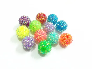 

(Choose Size First ) 12mm/14mm/16mm/18mm Neon Mixed AB Color Resin Rhinestone Beads Free Shipment !