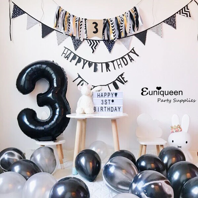 

30'' Black Number Balloon foil balloons 0 1 2 3 4 5 6 7 8 9 Black Birthday Anniversary celebration Baby Shower party balloons